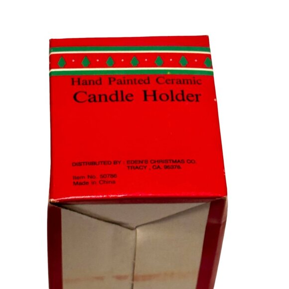 Vintage Ceramic Christmas Tree Tea Light Holder With Snowman Design - Picture 12 of 15